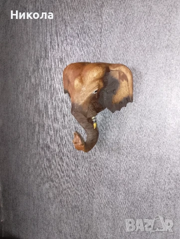 Голяма слонска дървена глава, снимка 2 - Декорация за дома - 51393931