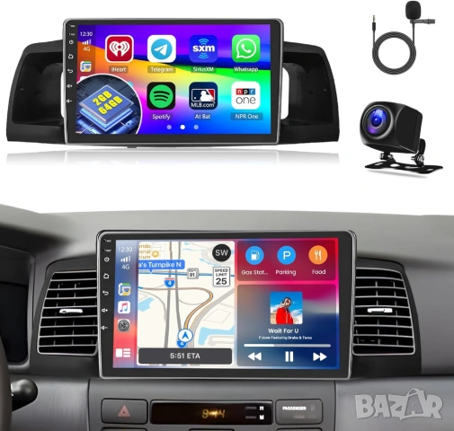 Мултимедия, за Toyota Corolla EX, Двоен дин, Навигация, Корола, 2 DIN, плеър, Android, Андроид, EX, снимка 1 - Аксесоари и консумативи - 41261373