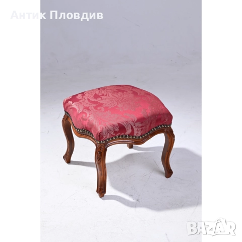 Табуретка - Класик (бордо - десен / дърво), снимка 2 - Дивани и мека мебел - 52738028