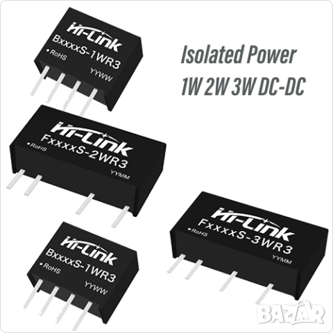 Галваничен изолатор  , Изолиран DC/DC конвертор за печатен монтаж 1500VDC/3000VDC ,3.3V,5V,12V,24V