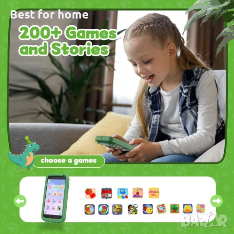 Детски играчка смартфон, телефон за игра за малки деца за момчета, фалшив телефон с динозавър , снимка 3 - Образователни игри - 55832976