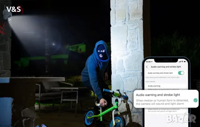 Външна камера ieGeek ZS-GQ2, WiFi, 3MP, бяла,2 бр комплект, снимка 9 - Камери - 48906225