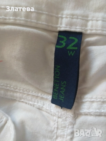 Бели дънки Benetton Skinny номер 40 - 25 лв, снимка 4 - Дънки - 51600404