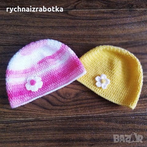Детска жълта плетена шапка - 2-3 год., снимка 2 - Шапки, шалове и ръкавици - 30647342