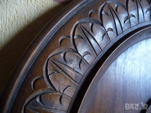 Дървено пано голямо Тетевен дърворезба герб чиния гоц хубаво, снимка 3 - Антикварни и старинни предмети - 35406445