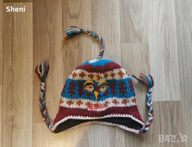 Нова вълнена шапка от Непал с очите на Буда, снимка 5 - Шапки - 52865059