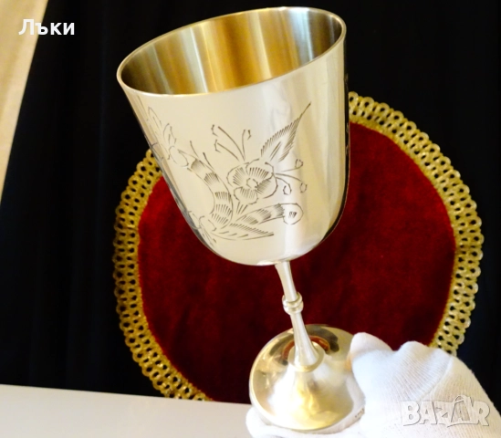 Бронзов бокал за вино,барок,18 см.,220 мл. , снимка 3 - Антикварни и старинни предмети - 52216657