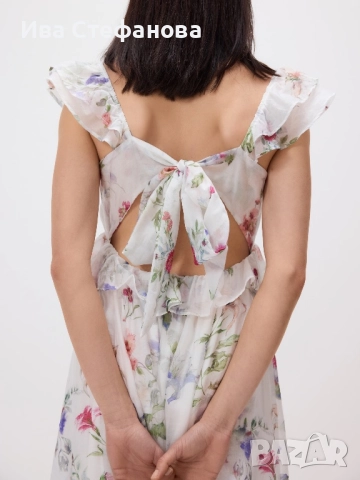 Разкошна нова феерична ежедневна елегантна дълга рокля флорален принт цветя волани къдри, снимка 4 - Рокли - 36748317