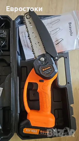 Мини моторен трион Bravolu 21V 6 инча акумулаторен верижен трион, снимка 6 - Градинска техника - 50087705