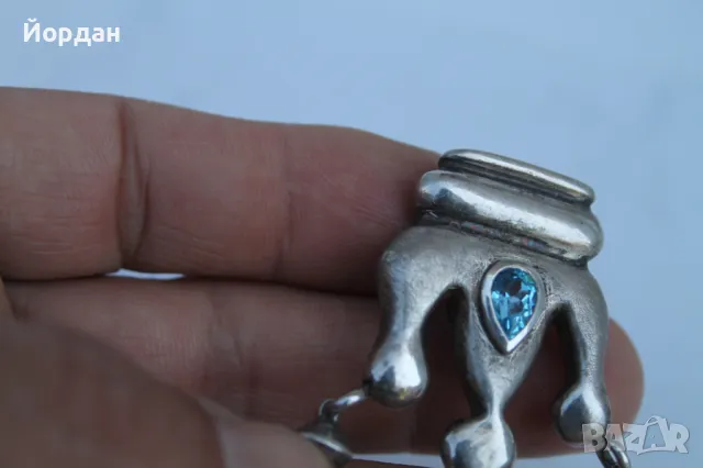 Дамско сребърно колие с естествени перли , планински кристал централен камък топаз, снимка 16 - Колиета, медальони, синджири - 50380165