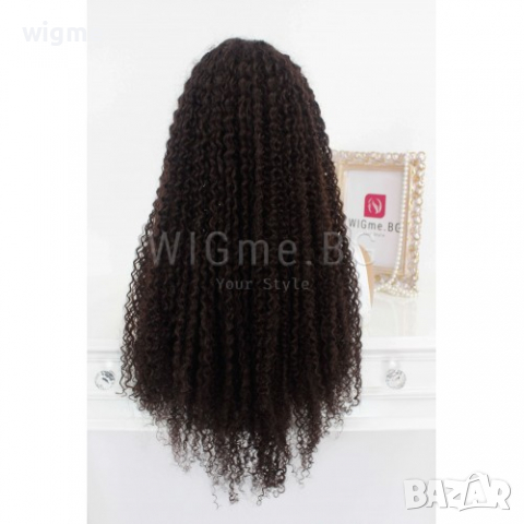 Дълга тъмнокестенява къдрава лейс фронт перука Лейла, снимка 4 - Аксесоари за коса - 36570727