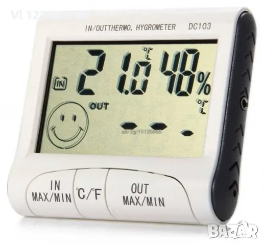 Термометър+влагомер - външна и вътрешна температура dc 103, снимка 2 - Други стоки за дома - 50812925