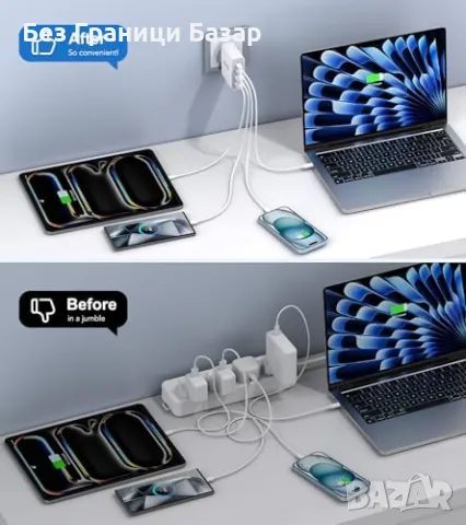 Ново 140W USB C Зарядно 4 Порта, Бързо Зареждане за MacBook и iPhone, снимка 5 - Друга електроника - 47645958