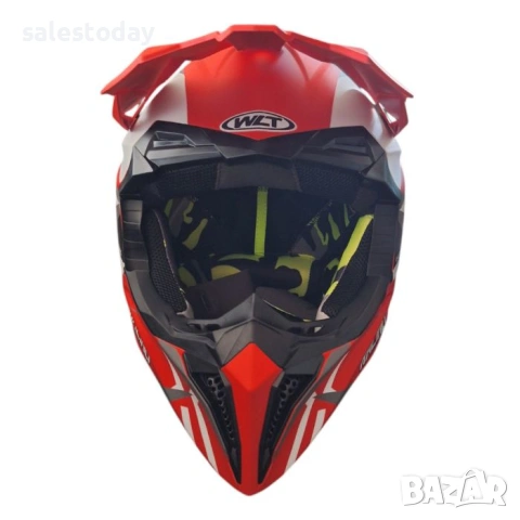 Кросова Каска за Мотокрос и Ендуро, Cross Helmet, Red/ White, снимка 5 - Аксесоари и консумативи - 53910053
