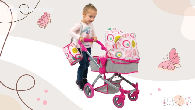 Количка за кукли Pink Rose, снимка 5 - Кукли - 51443127