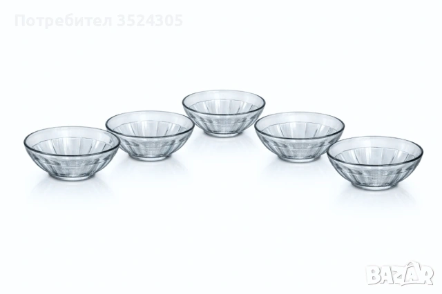 6 сиви стъклени купички за крем некисти и др