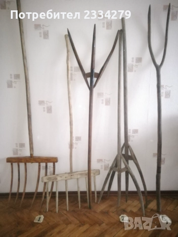 Стари дървени вили за прехвърляне на сено, слама, трева. , снимка 2 - Антикварни и старинни предмети - 52331113