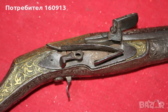 Автентична кремъчна детска пушка Кариофили. Богата украса., снимка 4 - Антикварни и старинни предмети - 55931623
