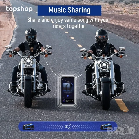 Нови 2бр. LEXIN B4FM Bluetooth слушалки за мотоциклет, блутут интерком за каска до 10 водача..., снимка 4 - Аксесоари и консумативи - 50452961