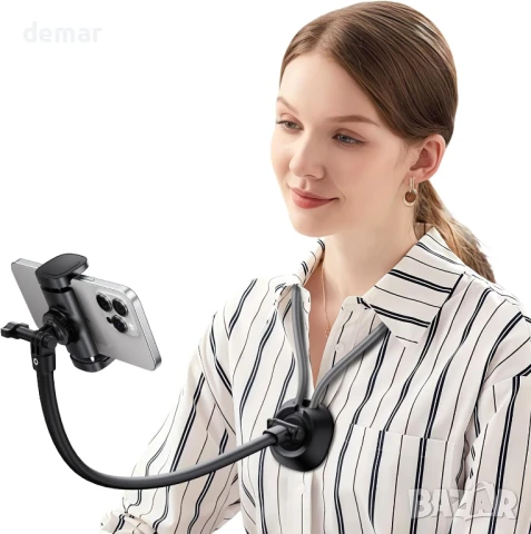 Регулируема поставка за телефон nediea за врата, с рамо 29 см, за смартфони 4.7-7", снимка 1