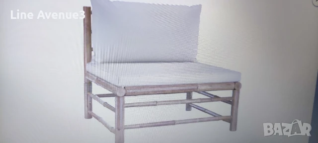 Градински диван с кремавобели възглавници бамбук