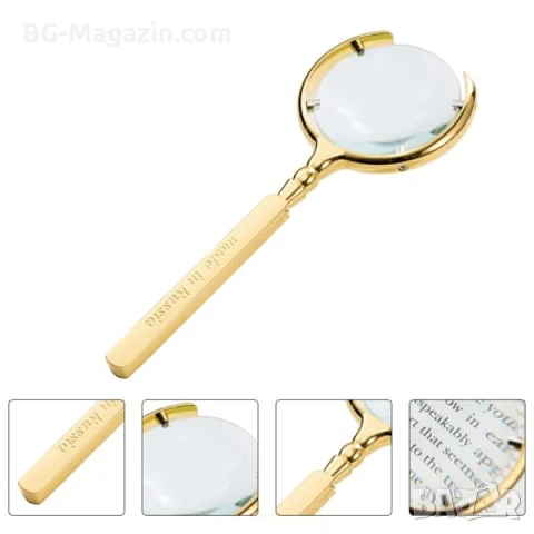 Луксозна мощна увеличителна ръчна лупа 8X увеличение с дръжка за четене книги стъклена професионална, снимка 5 - Други инструменти - 50920302