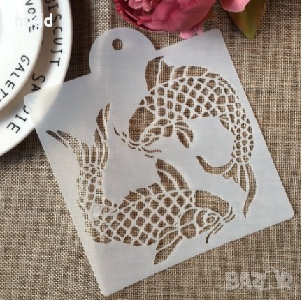 2 Шаран Сом Риби шаблон стенсил спрей за торта украса декор Scrapbooking