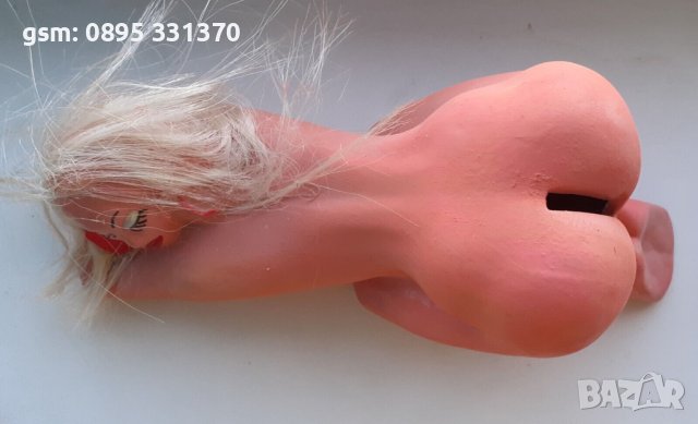 еротика - Жена-касичка, фигура, статуетка, гола, керамика, гол висящ мъж-марионетка, слон, пенис , снимка 3 - Статуетки - 31678398