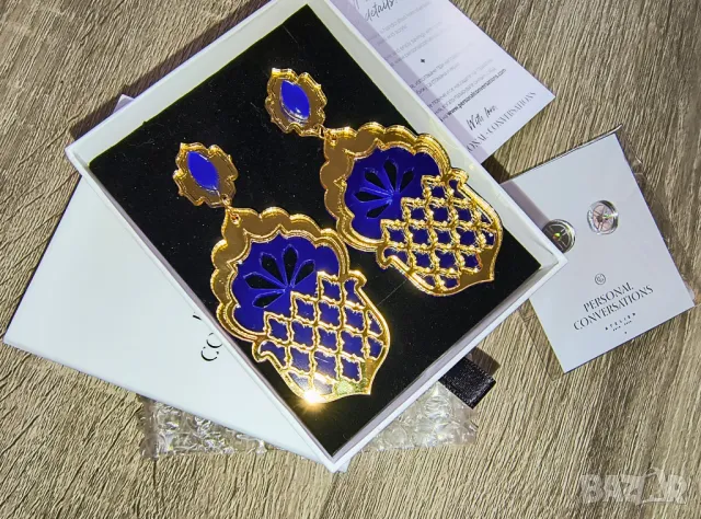 Обеци Personal Conversations - Jasmine - сини + подарък, снимка 2 - Обеци - 50060221