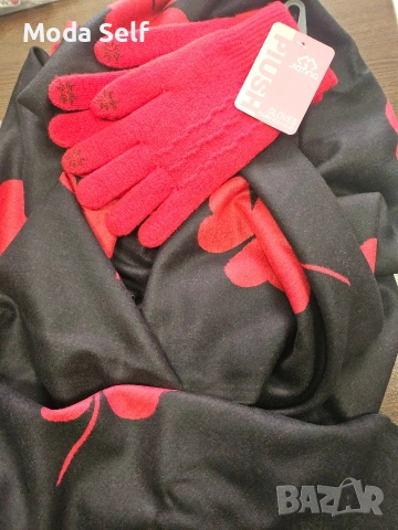 Шал с ръкавички , снимка 3 - Шапки - 53108340