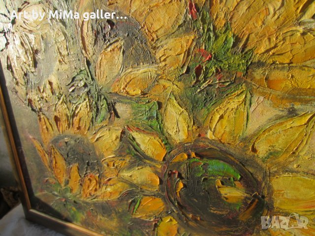 50х70 см. Слънчогледи - голяма картина  Мима / Art by MiMa, kartina, painting, снимка 5 - Картини - 31781537