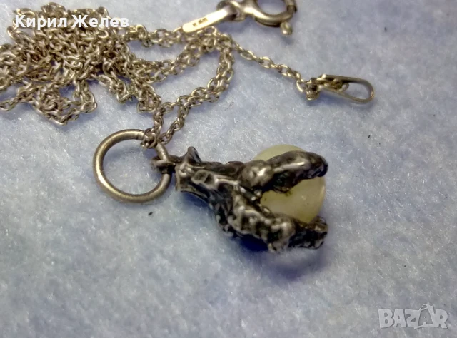 ФИГУРАЛЕН ГОТИК АРТ СРЕБЪРЕН ПЕНДАНТ с НЕЖНА СРЕБЪРНА ВЕРИЖКА МАРКОВО СРЕБРО 925 и ЛУНЕН КАМЪК 40232, снимка 6 - Колиета, медальони, синджири - 50489391