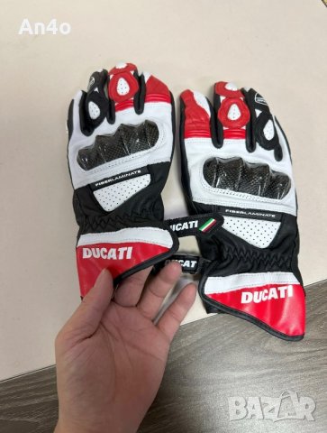 Нови! Мъжки/Дамски 4 сезонни кожени мото ръкавици за мотор от телешка кожа с протектори Ducati Дукат, снимка 4 - Аксесоари и консумативи - 44294921