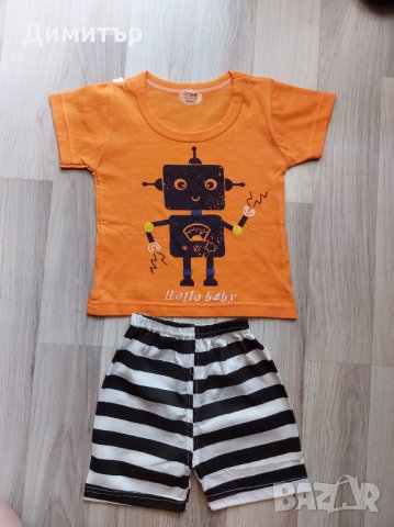 РАЗПРОДАЖБА!!!Нов бебешки летен комплект с щампа роботче, снимка 5 - Комплекти за бебе - 29249885