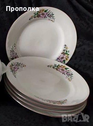 Комплект Пъстроцветни чинии със супник, снимка 2 - Чинии - 54101152