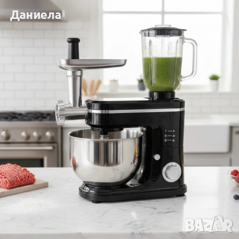 Кухненски робот Michelino 3в1: Планетарен миксер, блендер и месомелачка за лесно и бързо готвене