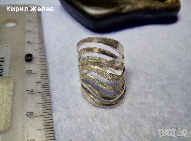 ШИКОЗЕН СТИЛЕН СРЕБЪРЕН АРТ ПРЪСТЕН СРЕБРО 925 АЖУРЕН МОДЕЛ с БЯЛА ПОЗЛАТА 49302, снимка 2 - Пръстени - 50354706