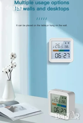 Tuya TH08B WiFi Сензор за температура и влажност Хигрометър и термометър с подсветка , снимка 3 - Друга електроника - 50534019