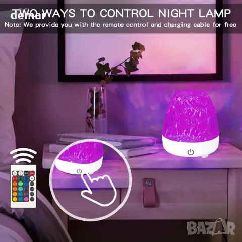 Светеща сензорна лампа Aurora Ocean, проектор Ocean Wave с 16 цвята, 30 режима, дистанционно, снимка 5 - Други - 49275091