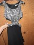 Сребърно и черно рокля с пайети, снимка 1 - Рокли - 42253333