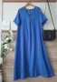 Синя дълга рокля памучна материя , снимка 4