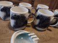 Порцеланов комплект от шест чаши и пепелник нови за топли напитки или за украса., снимка 9