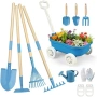 Нов Детски комплект за градина с количка лейка ръкавици 11 части игра, снимка 1