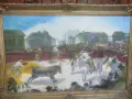 Тореадори. Масло на платно . Стара испанска картина с изящна дървена рамка с размери от снимките, снимка 7