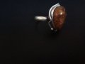 Дизайнерски масивен  сребърен пръстен с естествен кехлибар ръчна изработка , снимка 4