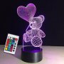 Холограмна LED лампа CREATIVE 3D taddy bear, снимка 2