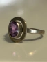 Прекрасен старинен съветски сребърен пръстен с естествен камък аметист , снимка 3