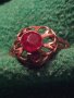 СТАРИНЕН МЕДЕН с ПОЗЛАТА СКЪПОЦЕНЕН РЕТРО ПРЪСТЕН с ГРАНАТ РЪЧНА МАЙСТОРСКА ИЗРАБОТКА 19694, снимка 3