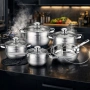 Комплект съдове за готвене 12 части Cheffinger, с индукционно дъно и стъклени капаци , снимка 5