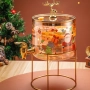 Елегантен стъклен диспенсър за напитки 2.6 L с коледен дизайн и златиста стойка, снимка 2